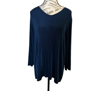 Citiknits Women’s Long Sleeve Tunic Top Large Teal Slinky Stretchy Size Large